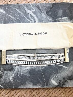 Victoria Emerson White Layered Beaded Wrap Bracelet with Crystal Accent